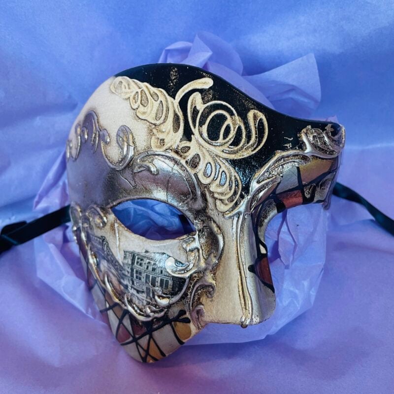 Fantasma Venezia Silver- Phantom Masquerade Masks with Scenes of Venice